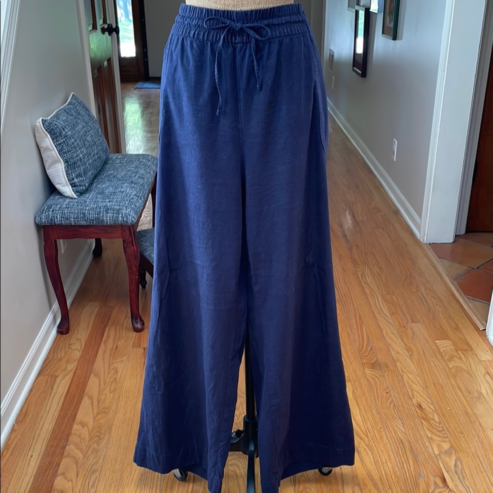Navy Wide-Leg Plus Size Pants